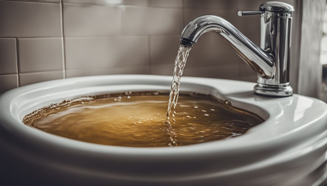 A clogged and overflowing dirty water drain in a bathroom.