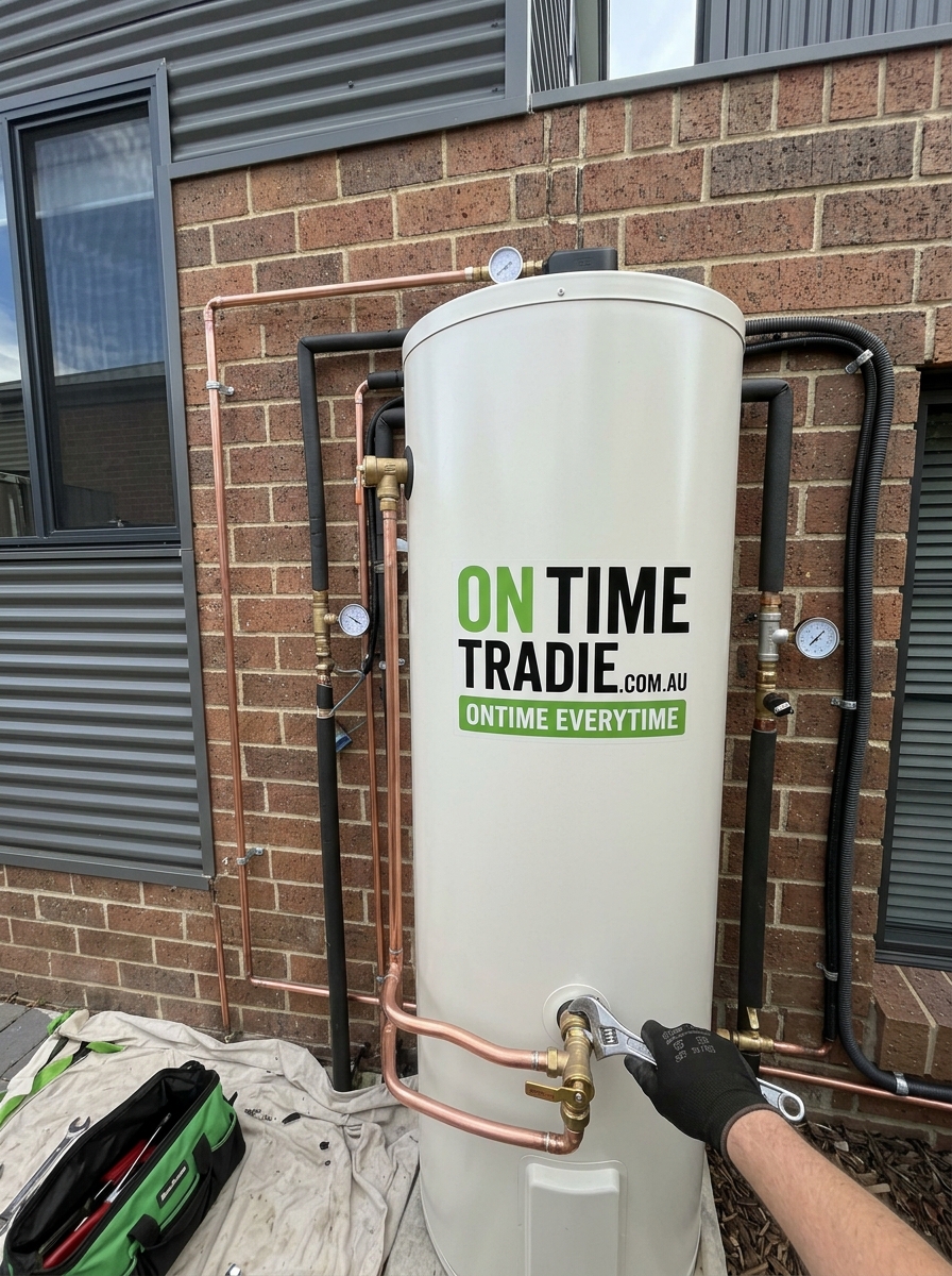 Professional hot water system replacement Sydney installation heat pump unit licensed plumber  